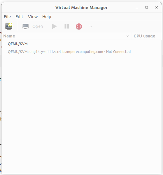 virt-manager with two servers listed